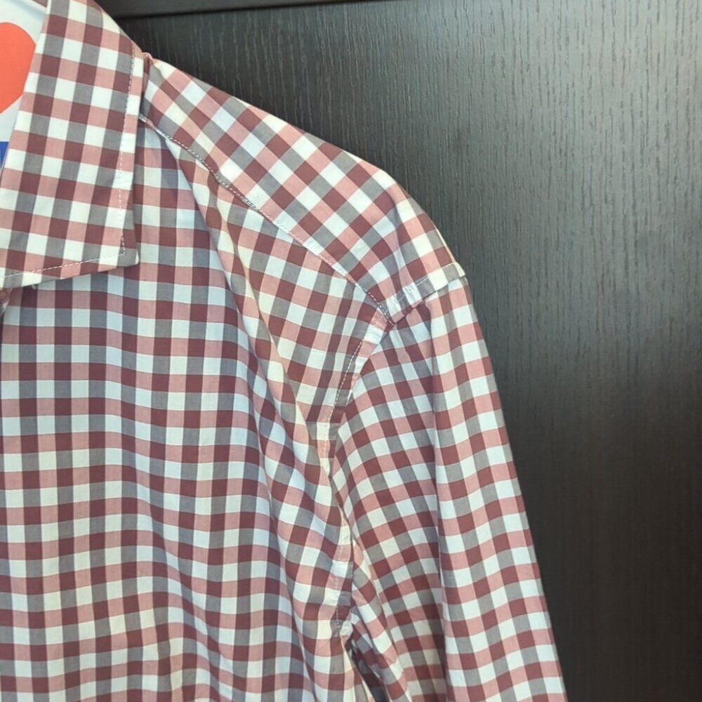 Men's Hugo Boss Red and White Button-Up Slim Fit Shirt - Size L NWT - Picture 4 of 8
